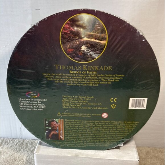 Thomas Kinkade Bridge Of Faith 750 Piece 24" Round Jigsaw Puzzle New Sealed - Picture 3 of 5